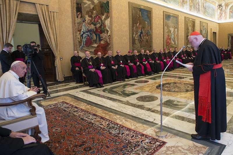 Pope Francis meets with the German bishop during their ad limina visit at the Vatican
