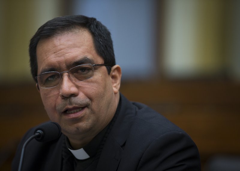 Salvadoran Archbishop Jose Luis Escobar Alas is seen in Washington April 13