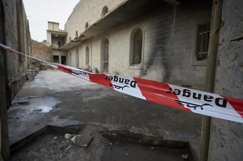 A damaged church in the old city of Mosul
