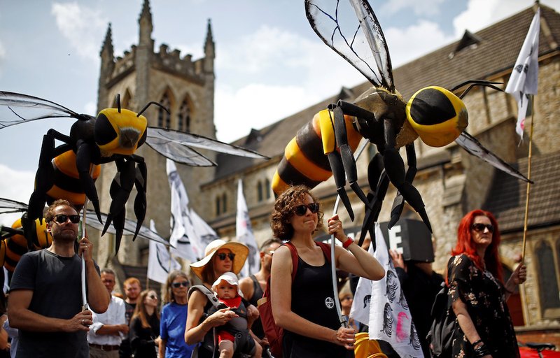 Environmental activists march through London July 13
