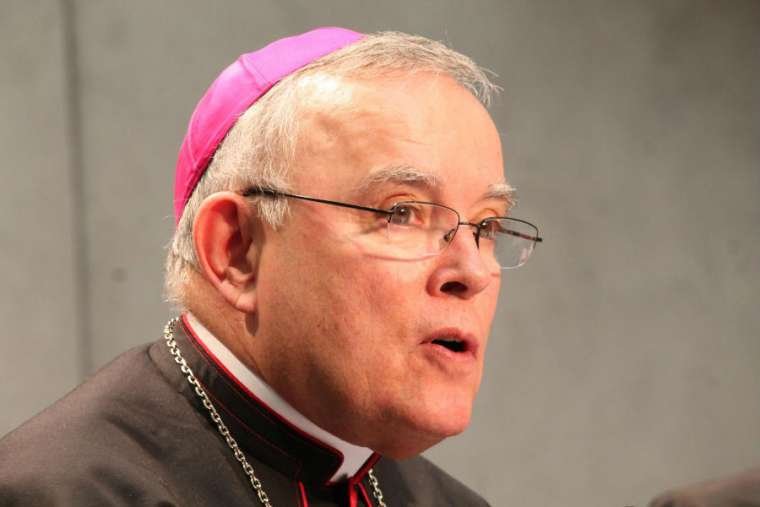 Archbishop Charles Chaput of Philadelphia speaks about the 2015 World Meeting of Families during a press conference at the Vatican Press Office