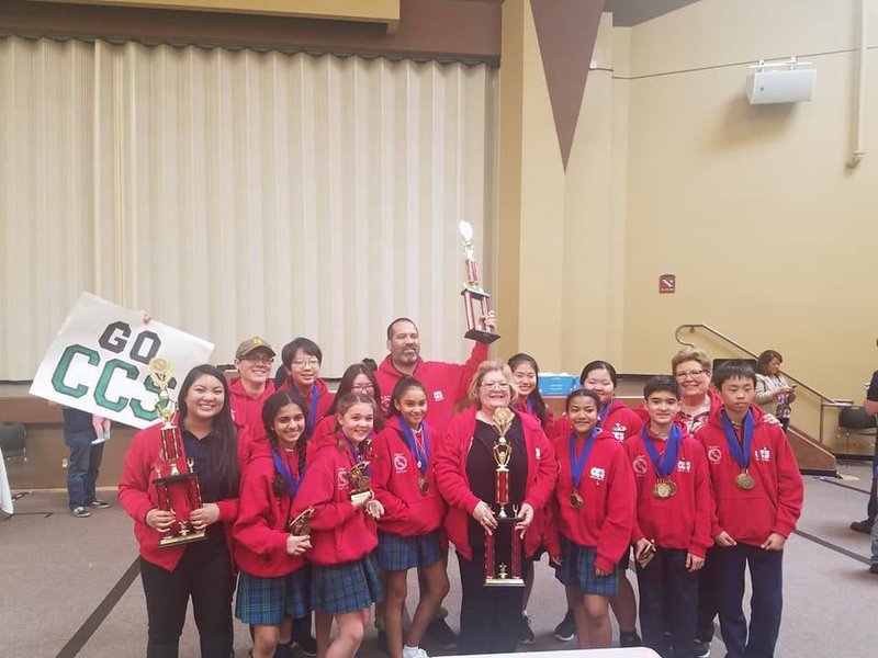 The academic decathlon team of Cathedral Chapel School in Los Angeles won first place at the 2017 U.S. Catholic Schools Academic Junior High Decathlon in Sacramento on April 1. (courtesy photo)
