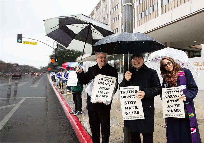 Christopher Stephan and Father Chris Ponnet of St. Camillus Center for Spiritual Care joined Rev. Elizabeth Gibbs-Zehnder