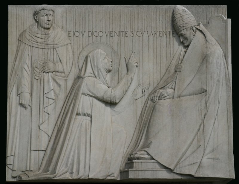 Relief sculpture of St. Catherine of Siena in Rome. SHUTTERSTOCK IMAGE