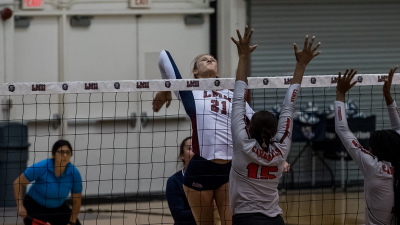 Meredith Teague (#21) at the game against USD. (PHOTO COURTESY LOYOLA MARYMOUNT UNIVERSITY)