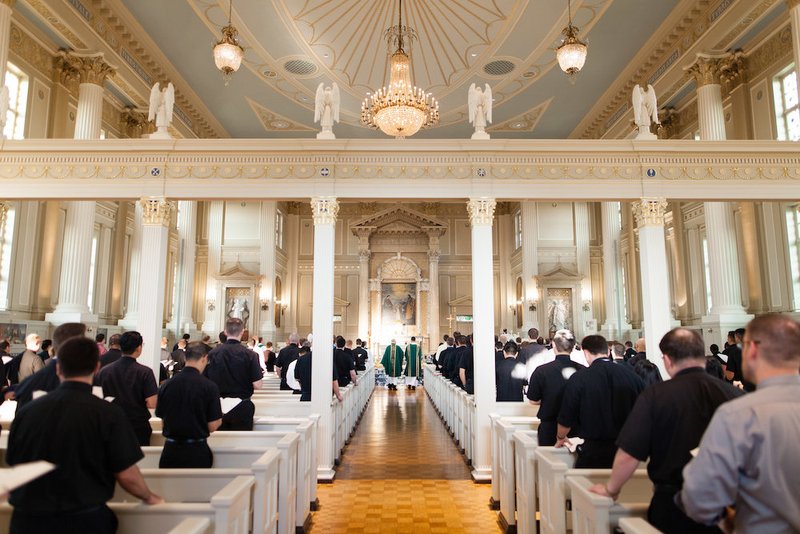 Seminarians attend Mass in 2017 in the Chapel of the Immaculate Conception at Mundelein Seminary in Illinois