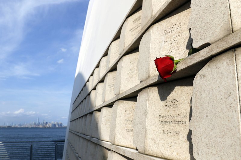 A red rose is seen on a ledge of the Sept. 11 Memorial in the Staten Island borough of New York Sept. 10