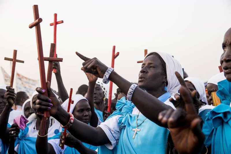 Catholics at a camp for internally displaced persons near Malakal