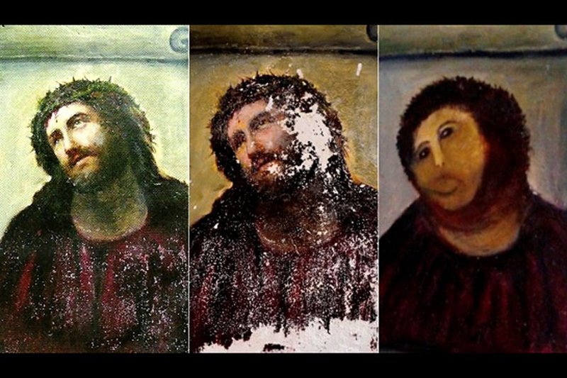 Ecce Homo restoration failure. Credit: Observatorio de Restauacion via Flickr (CC BY NC ND 2.0).