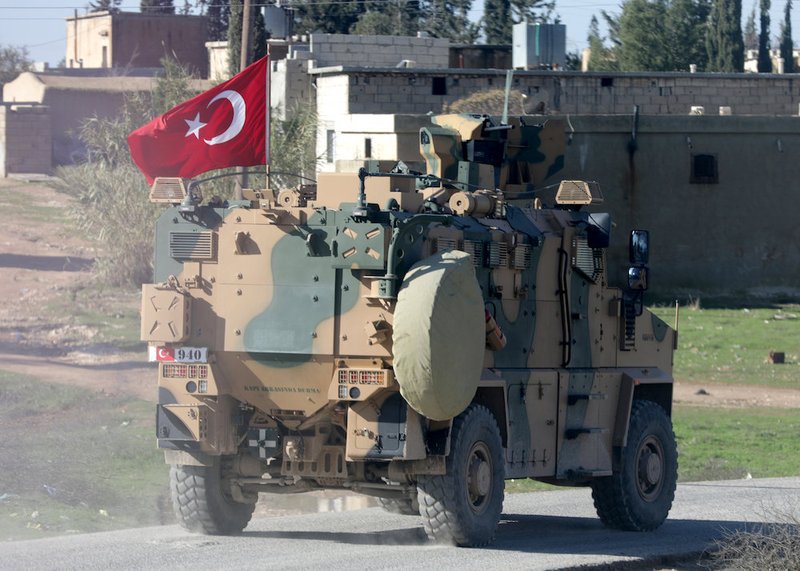A Turkish military vehicle is seen in late December 2018 in the countryside of Manbij