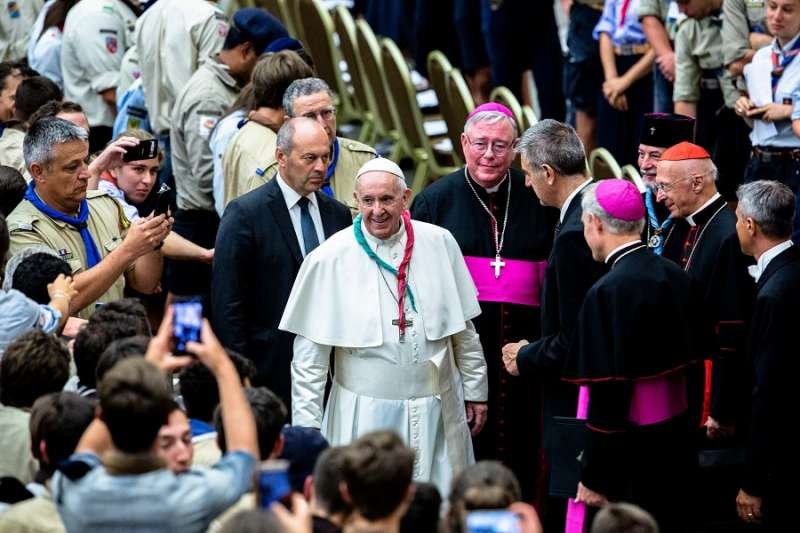 Pope Francis meets with European scouts during Euromoot Aug. 3