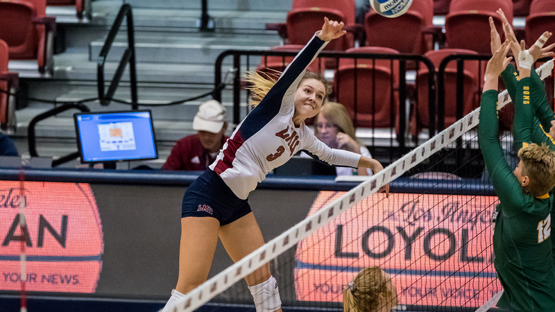 LMU junior Savannah Slattery notched 20 while hitting .300 as LMU combined for a .250 hitting percentage  (PHOTO COURTESY LMULIONS.COM)