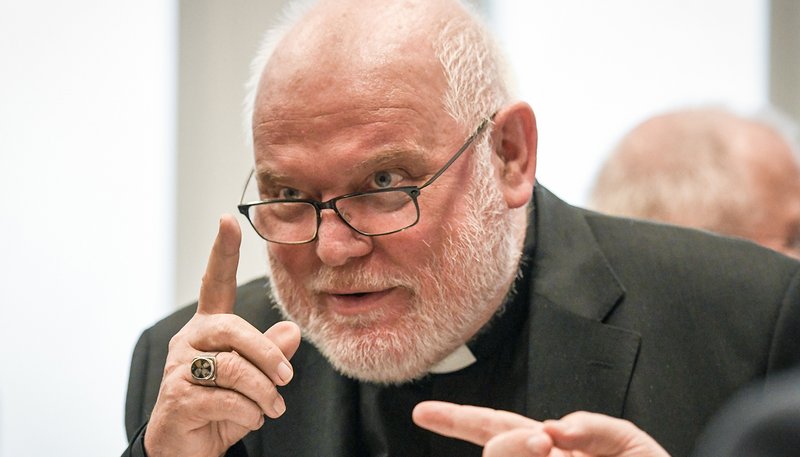 Cardinal Reinhard Marx of Munich and Freising, president of the German bishops' conference, gestures Sept. 13, 2019, during the extended Joint Conference of Bishops and Laity to prepare the "synodal way." The bishops of Germany, reacting to an independent study of the extent of clerical sexual abuse in their country and its possible causes, chose to initiate a "synodal" process that was not a synod or a plenary council. (CNS photo/Harald Oppitz, KNA)