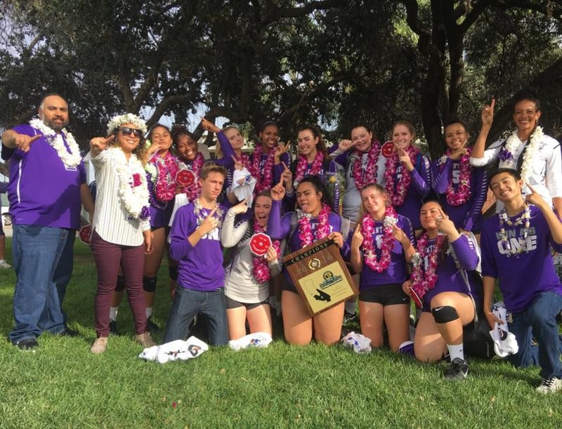 The Saint Anthony High School Lady Saints Volleyball team win the CIF-SS Division 7 Championship over Notre Dame Riverside 20-25