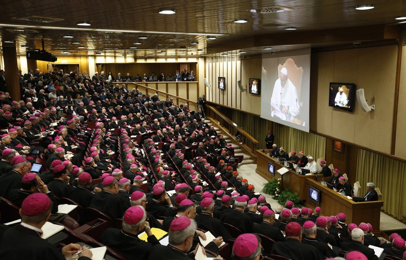 Pope Francis leads the opening of the annual spring meeting of the Italian bishops' conference at the Vatican May 20