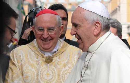 Pope Francis greets the faithful at St. Stanislaus parish in Rome on May 4