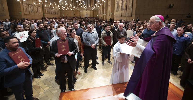 Archbishop Jose H. Gomez presides over the Rite of Election ceremony in 2019. (Victor Alemán)