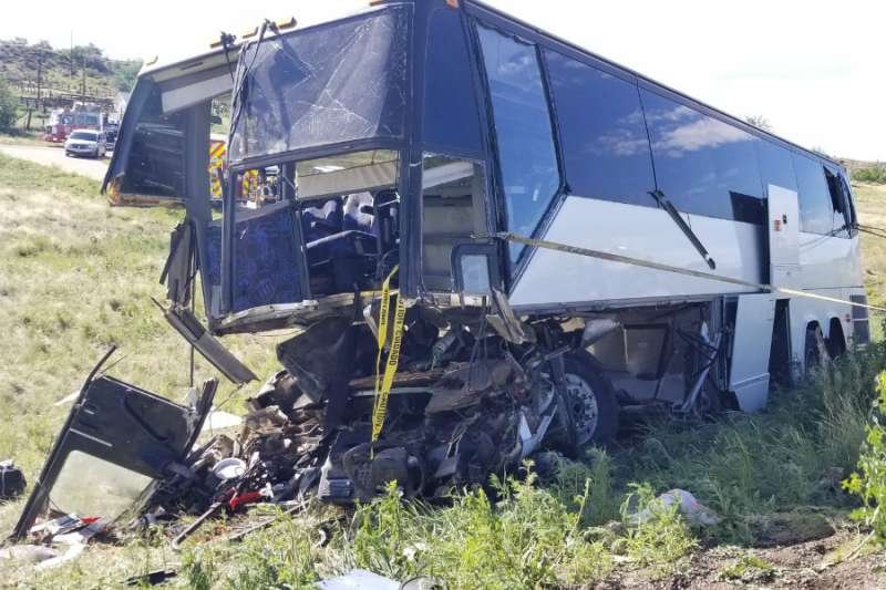 A charter bus crashed on the interstate outside Pueblo