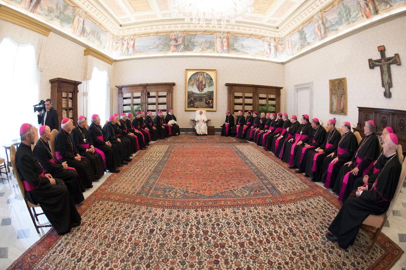 Pope Francis meets with bishops from the Argentine episcopal conference at the Vatican May 2