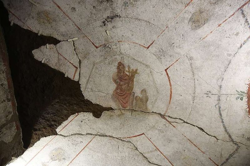 An image of Orpheus in Rome's Catacombs of St. Callixtus. Credit: Bohumil Petrik/CNA.