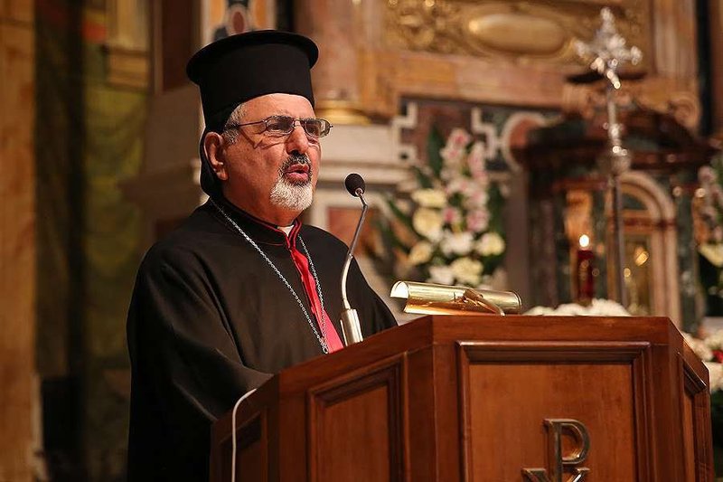 Syriac Patriarch of Antioch Ignatius Joseph III Younan attends a prayer event Santa Maria ai Monti parish in Rome