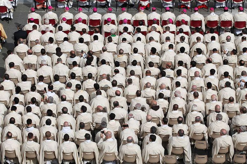 Priests and bishops at the canonization Mass of the Martins