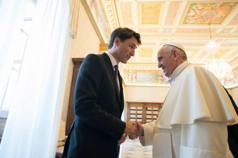 Pope Francis meets with Canadian Prime Minister Justin Trudeau at the Vatican on May 29