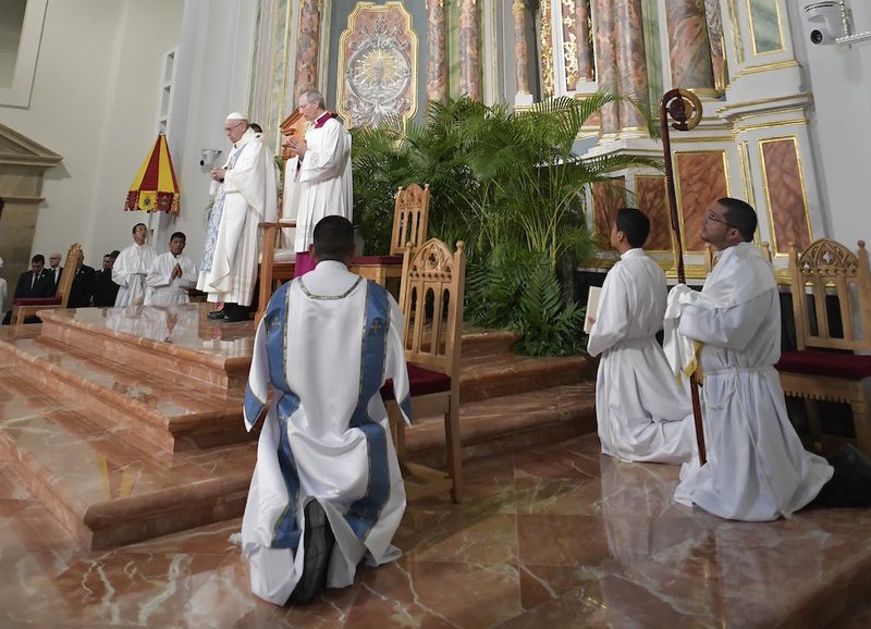 Pope Francis celebrates Mass at the Cathedral Basilica of Santa Maria la Antigua during World Youth Day in Panama City Jan. 26