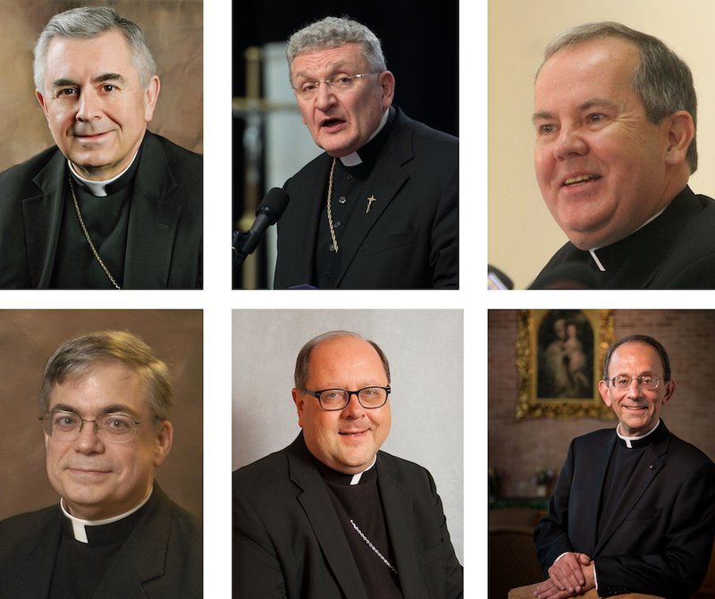 A photo panel shows Pennsylvania Bishops Ronald W. Gainer of Harrisburg