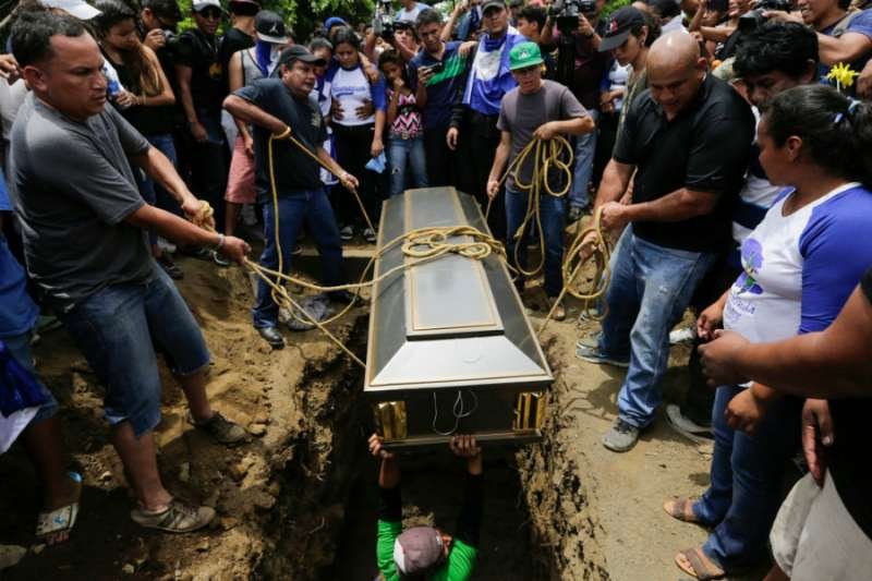 Friends and relatives bury the body of student Gerald Vasquez
