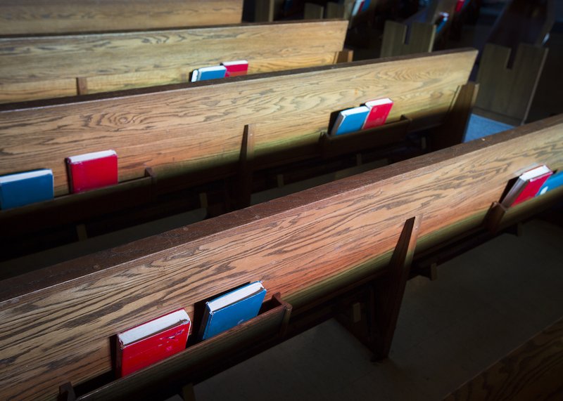 Pews are seen at St. Camillus Church in Silver Spring