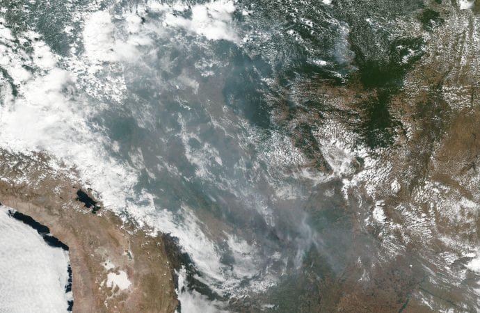 Amazon rainforest fires causing smoke to drift across the whole of Brazil