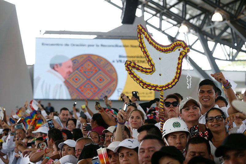 eople are seen during the national reconciliation prayer meeting at Las Malocas Park in Villavicencio