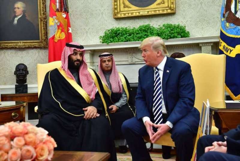 President Donald Trump with Saudi Arabia Crown Prince Mohammed bin Salman at the White House in March 2018. Credit: Kevin Dietsch-Pool/Getty Images
