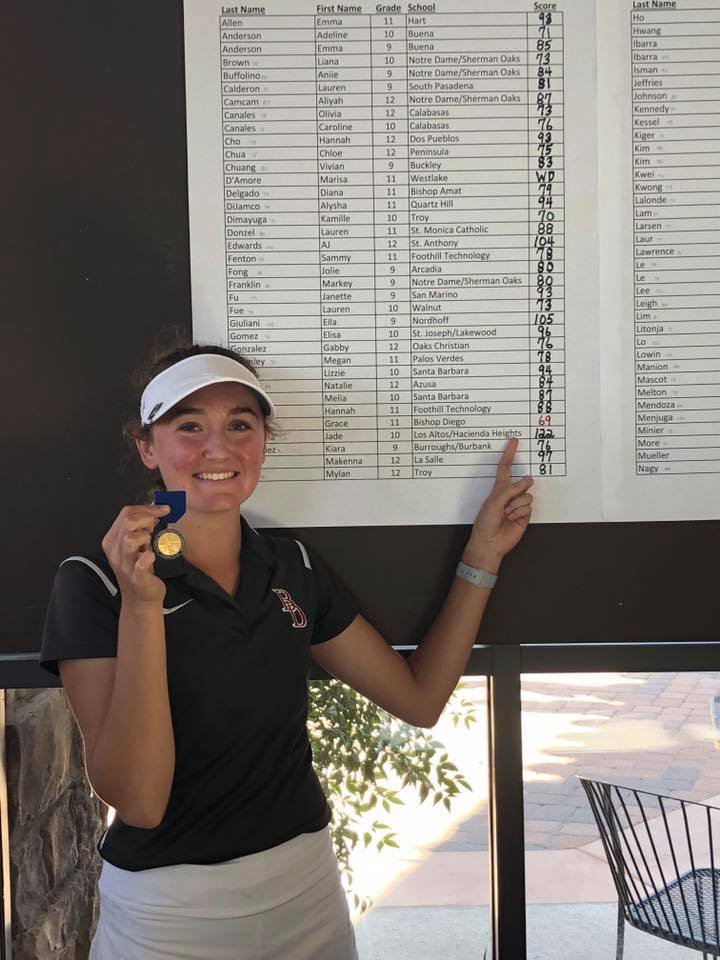 Bishop Diego's Grace Hay is the CIF-SS Northern Regional individual girls' golf champion. (PHOTO COURTESY BISHOP DIEGO FACEBOOK) 