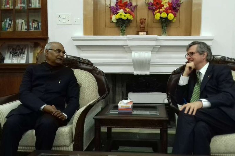 Ram Nath Kovind (left) meets with British Deputy High Commissioner Kolkata Bruce Bucknell