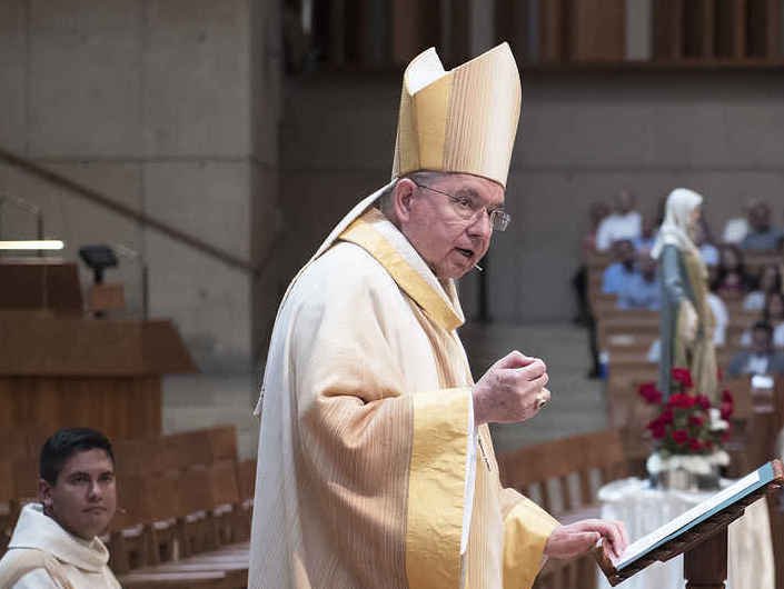 Archbishop José H. Gomez preaches at the Mass of the Solemnity of the Assumption of Blessed Virgin Mary on August 15. VICTOR ALEMÁN