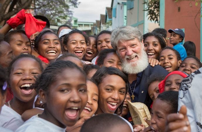 Father Pedro Opeka celebrating the 25th anniversary of Akamasoa in Madagascar. (Courtesy of Akamasoa via Crux)