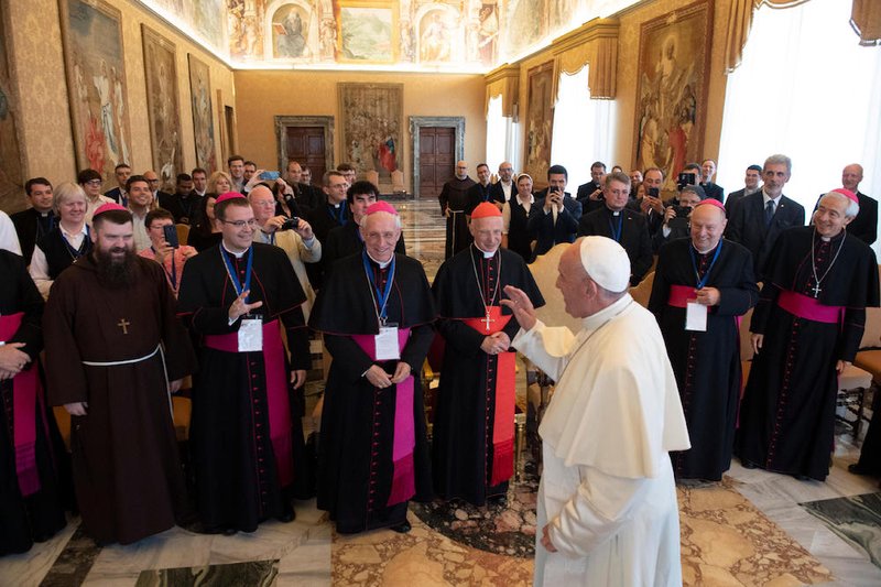 Pope Francis leads an audience with participants in the Congress for the Pastoral Care of Vocations in Europe