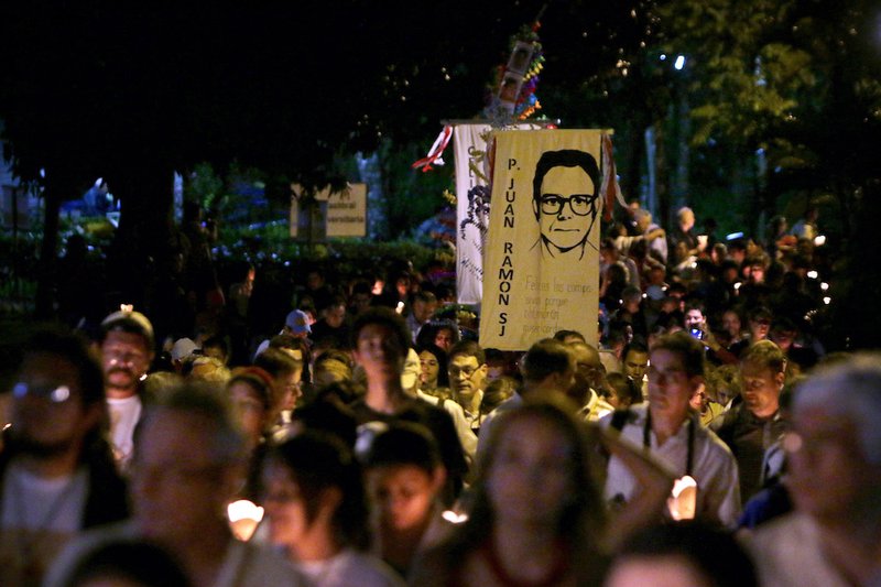Salvadorans take part in a procession Nov. 15
