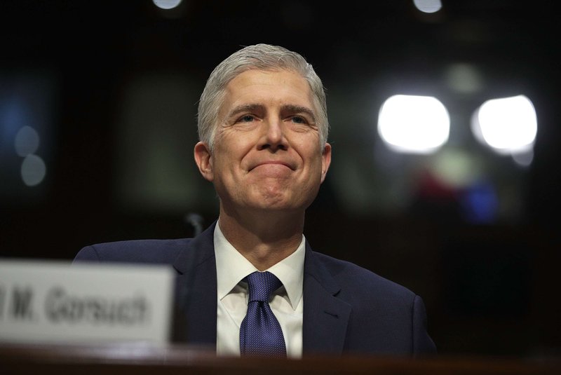 Judge Neil Gorsuch listens during his Supreme Court confirmation hearing before the Senate Judiciary Committee