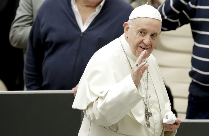 Pope Francis arrives for his weekly general audience