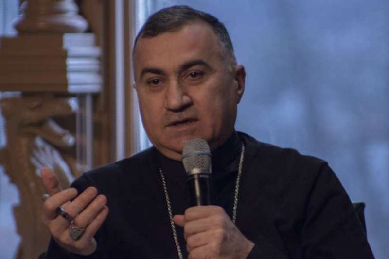 Archbishop Bashar Warda of Erbil speaks at Georgetown University on Feb. 15. Credit: Jonah McKeown/CNA.