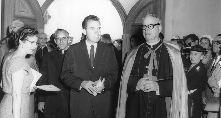 Then-Vice President Richard Nixon with Bishop Charles Francis Buddy on June 15