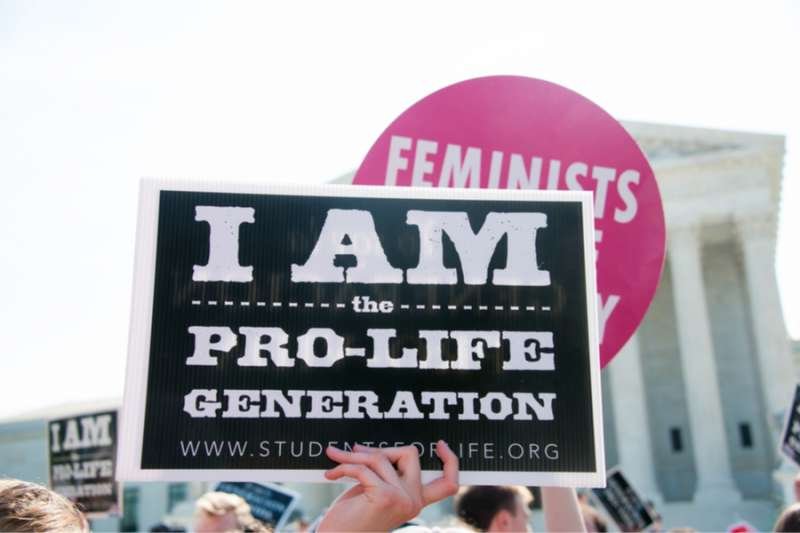 Pro-life demonstrators awaits the Supreme in front of the Supreme Court in Washington