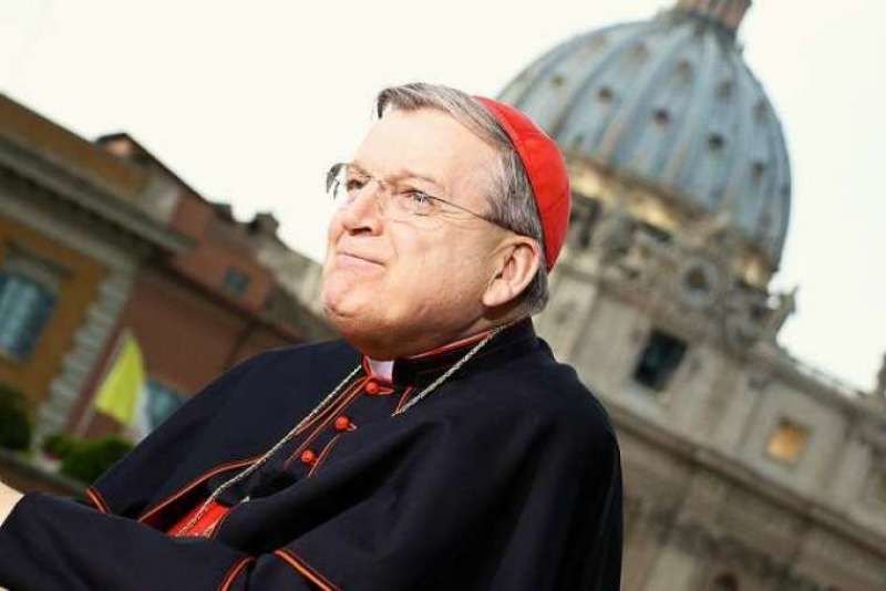Cardinal Raymond Burke at the EWTN studio in Rome during the canonizations of Popes St John Paul II and St John XXIII. Credit: Steven Driscoll / CNA.