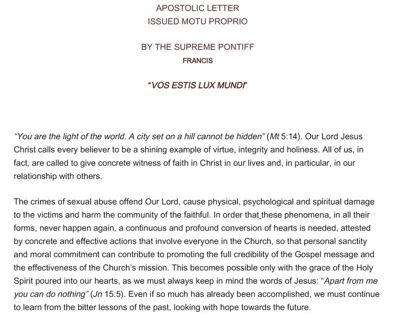 This is the opening page of "Vos estis lux mundi