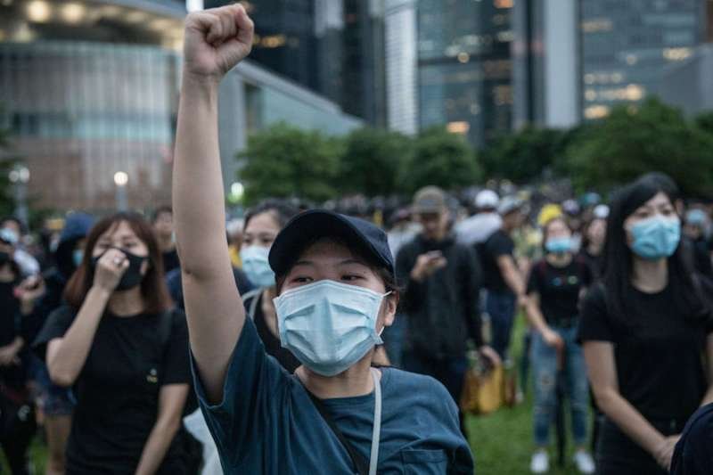 Protesters at a school boycott rally in Hong Kong’s Central District Sept. 2