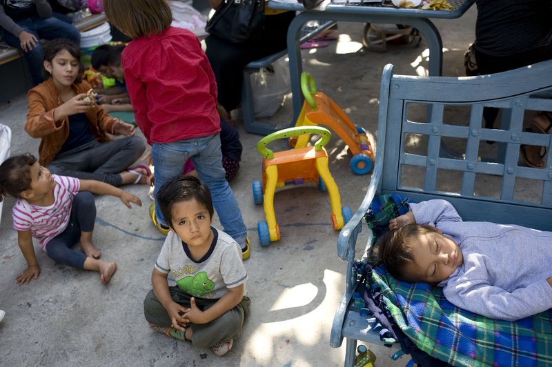 Children are seen at a shelter for migrant women and children in Tijuana