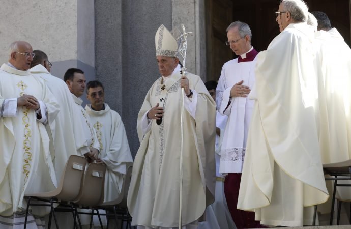 Pope Francis presides over the ceremony for the Feast of Corpus Christi